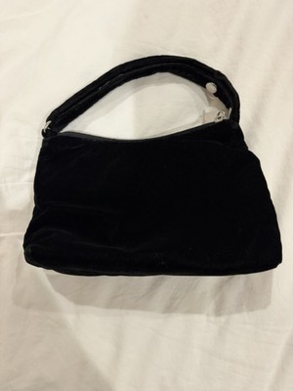 Vintage Retro Y2K 1990s Black Velvet Mini Shoulder Bag Adjustable Strap EUC